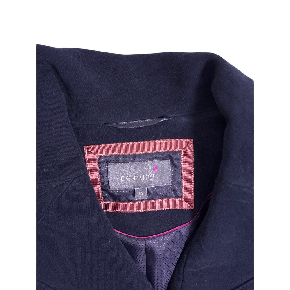 Vintage Per Una Black Heavy Cotton Peacoat Women’s Size 10/M Overcoat Warm - Picture 2 of 6